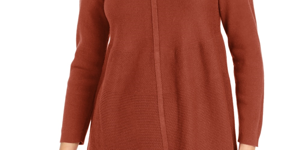 Style & Co Women's Knit Mixed Stitch Tunic Orange Size Medium