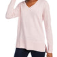 Maison Jules Women's Cotton V-Neck Tunic Sweater Pink Size X-Large