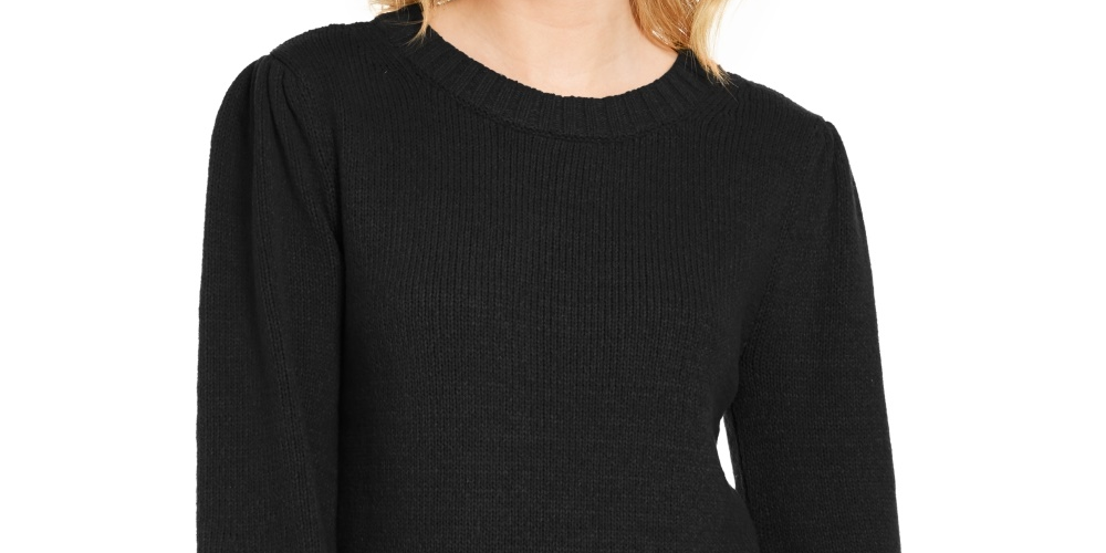 Style & Co Women's Puffy-Sleeve Sweater Black Size Medium