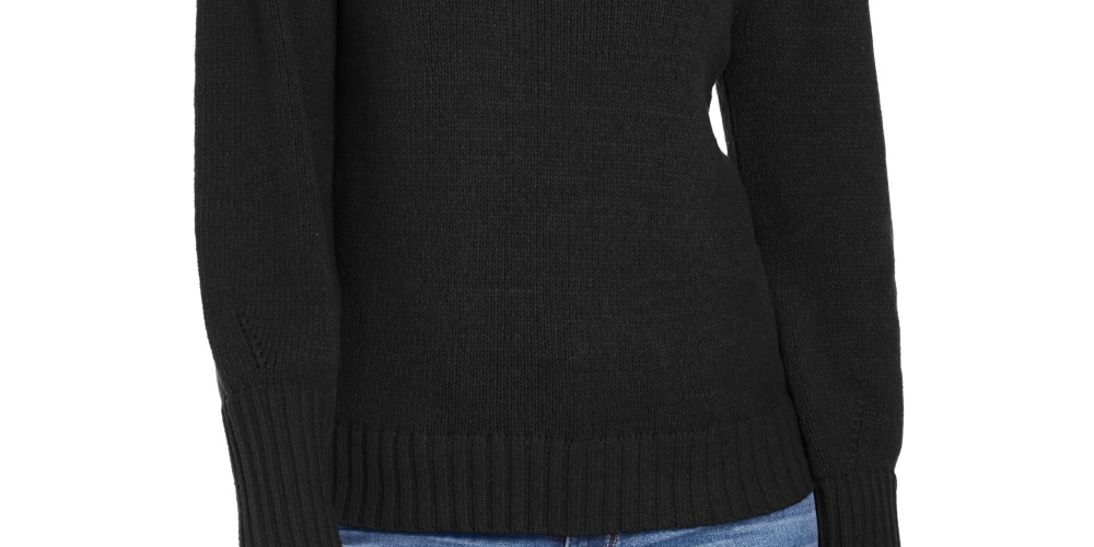Style & Co Women's Puffy-Sleeve Sweater Black Size Medium