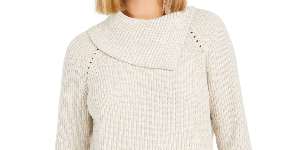 Style & Co Women's Pointelle-Knit Sweater Beige Size XX Large