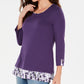 Karen Scott Women's Printed Trim Top Purple Size PL