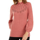 Alfani Women's Mock Neck Embellished Sweater Pink Size PS