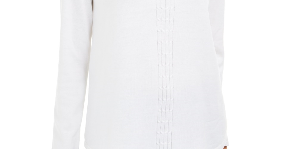 Karen Scott Women's Cotton Cable-Knit Sweater White Size Medium
