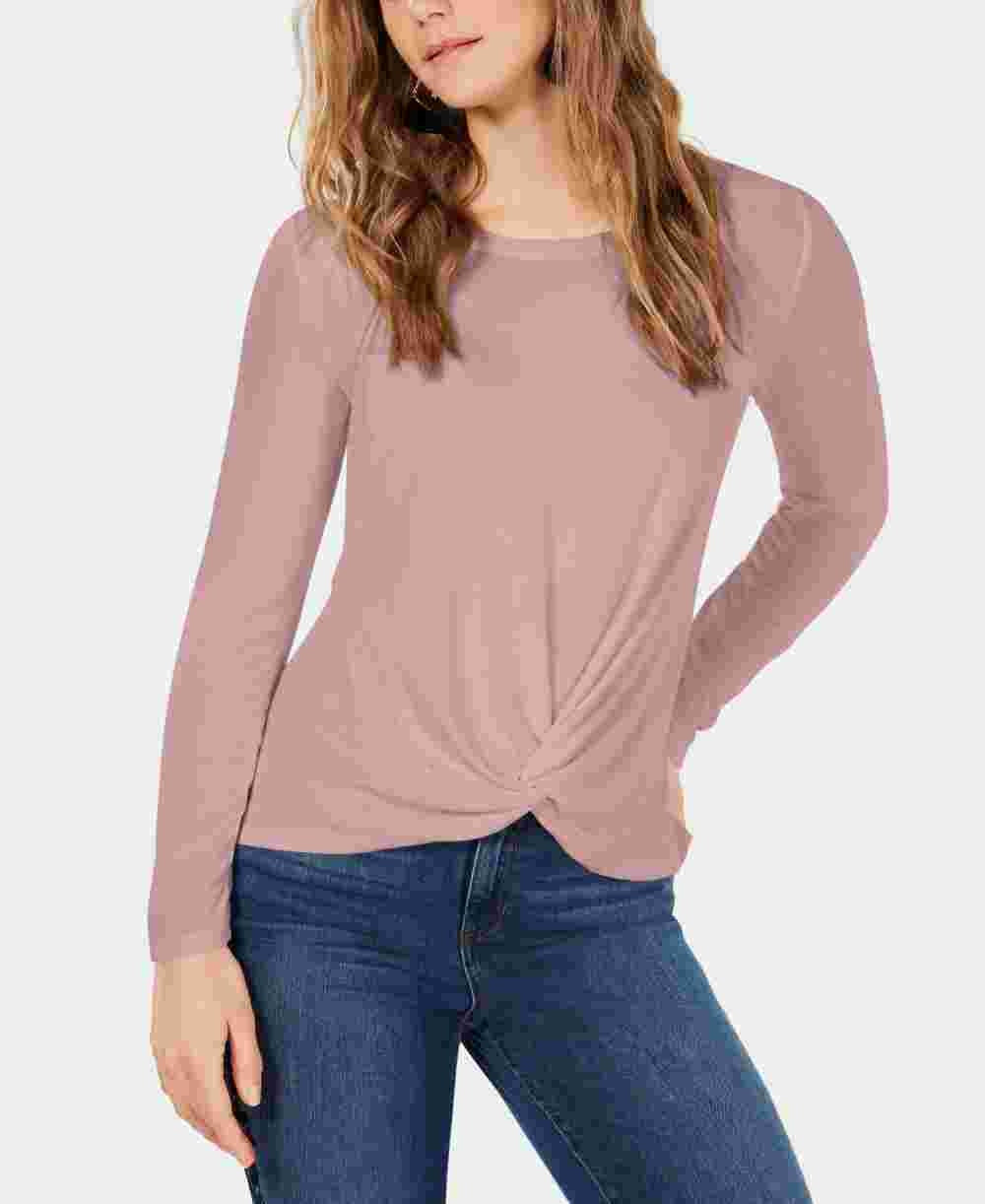 Style & Co Women's Twist Front Draped Top Red Size PXL