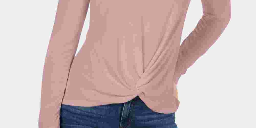 Style & Co Women's Twist Front Draped Top Red Size PXL