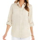 Charter Club Women's Linen Shirt Brown Size X-Small