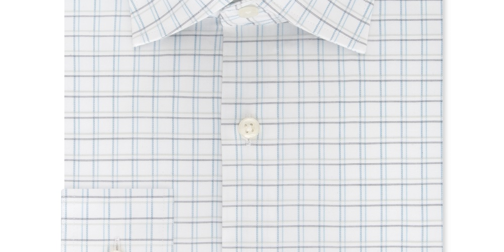 Michael Kors Men's Classic Regular Fit Non Iron Airsoft Performance Stretch Check Dress Shirt White Size 18.5X34-35