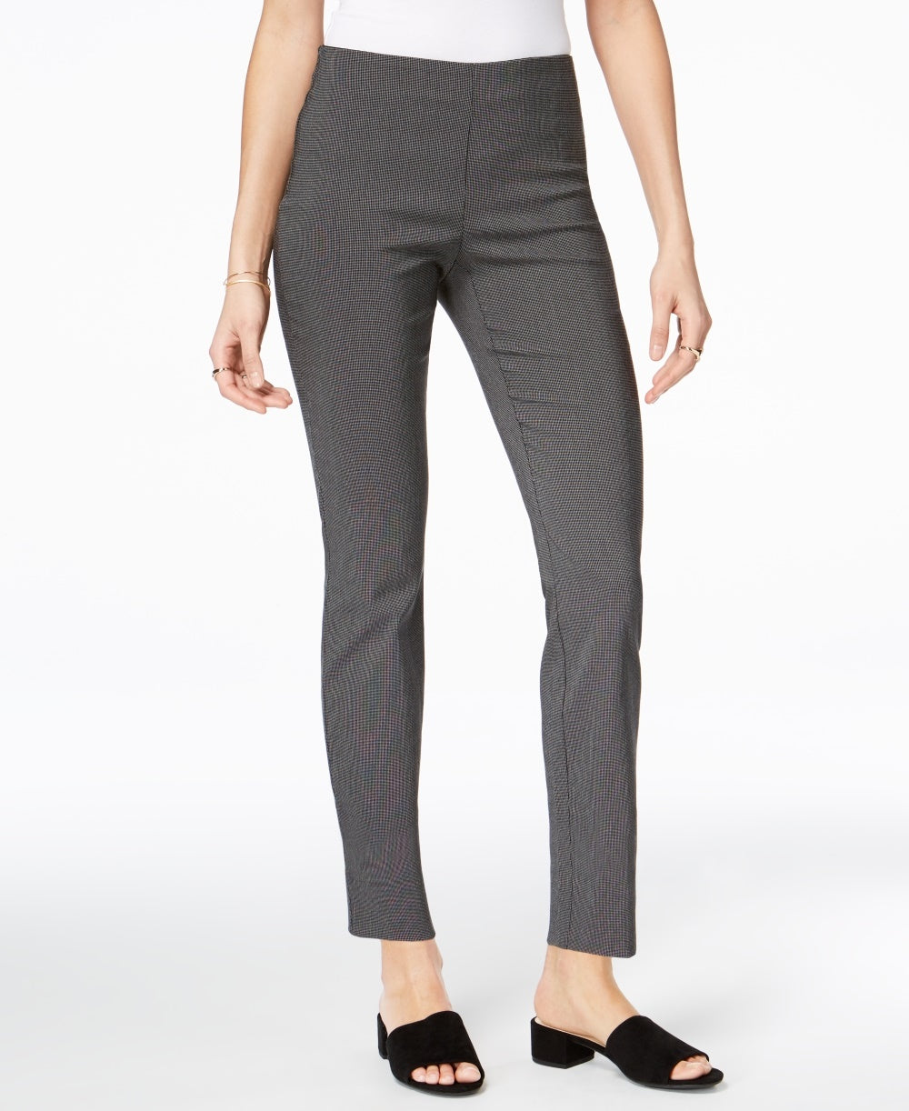 Charter Club Women's Chelsea Patterned Skinny-Leg Ankle Pants Black Size 18