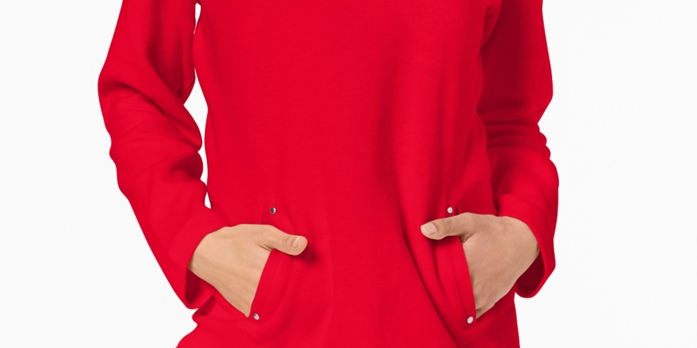 Karen Scott Women's Petite Zip-Neck Top Bright Red Size Petite
