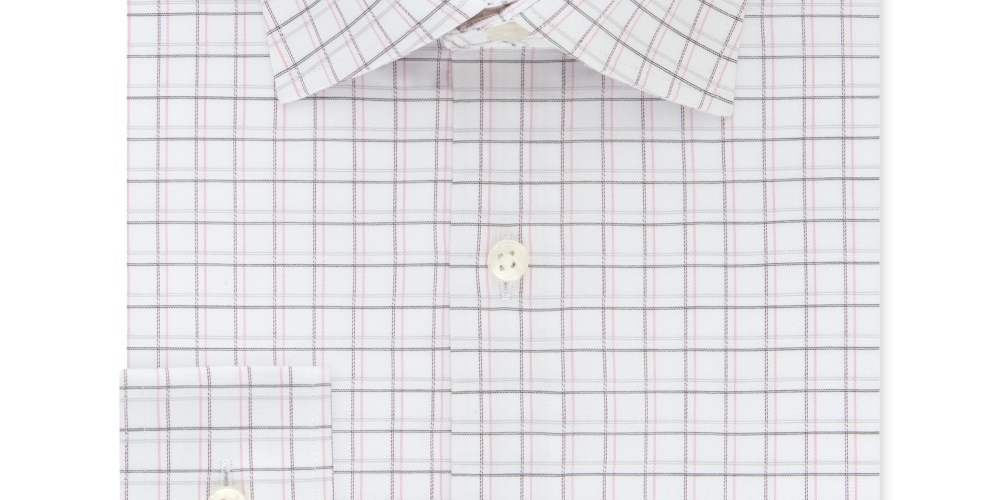 Michael Kors Men's  Stretch Check Dress Shirt White/Brick Size 16X34-35
