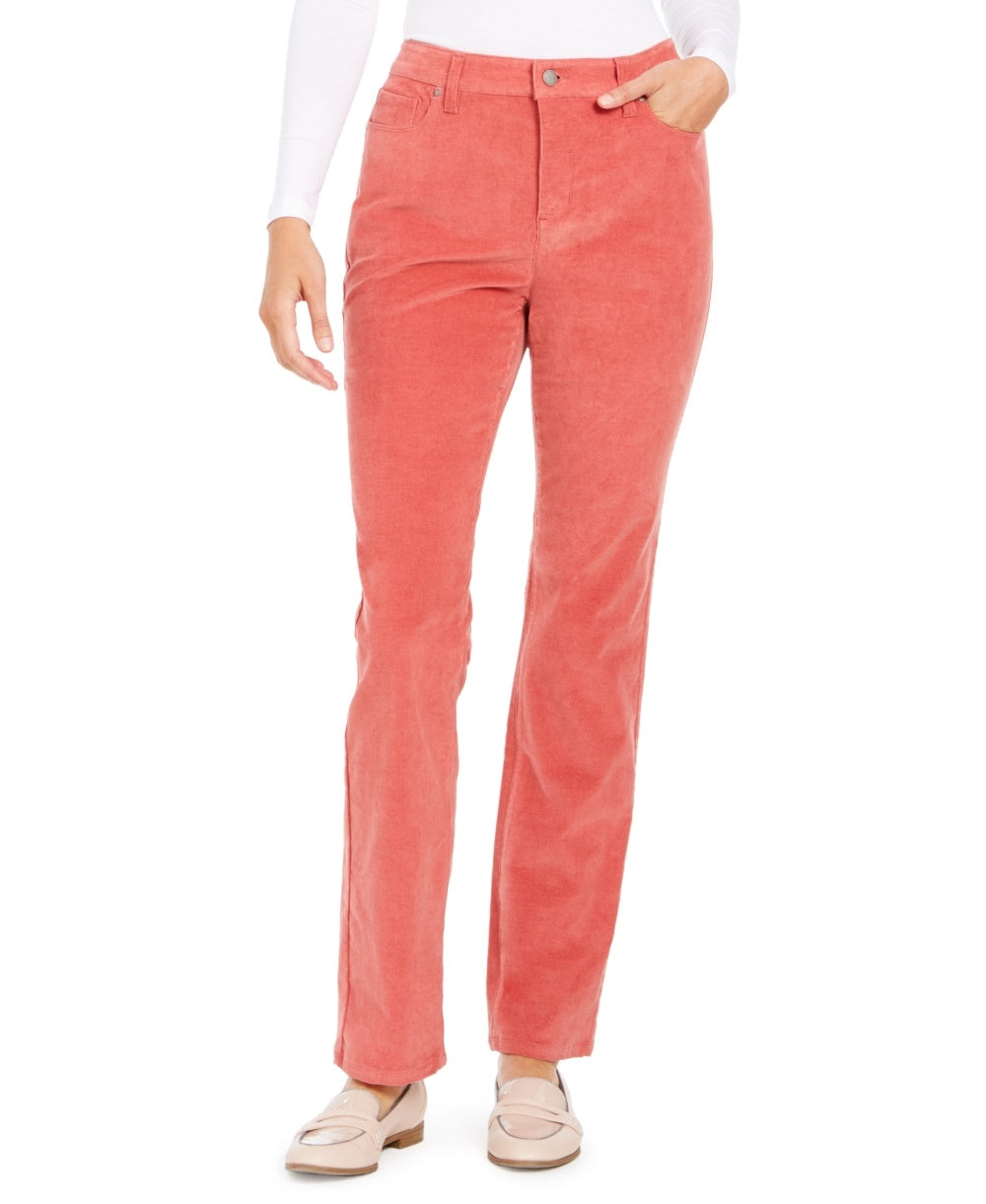 Charter Club Women's Lexington Corduroy Tummy-Control Pants Pink Size 6