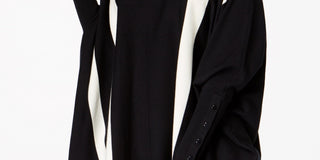 Alfani Women's Striped Poncho Sweater Black Size Petite Small