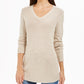 Charter Club Women's Marled V Neck Sweater Beige Size PL