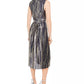 Vince Camuto Women's Surplice Metallic Midi Dress Blue Size 16