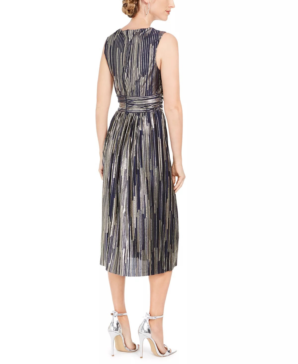 Vince Camuto Women's Surplice Metallic Midi Dress Blue Size 16
