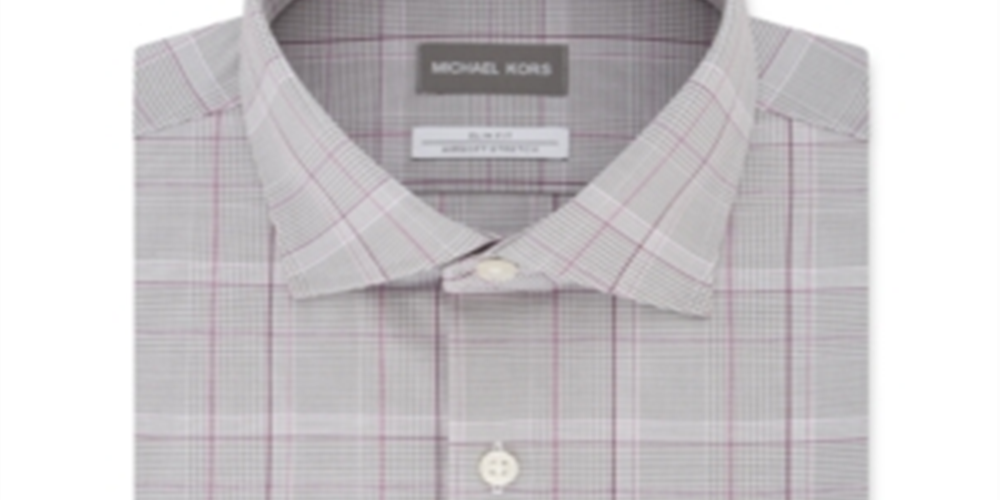 Michael Kors Men's Glen Plaid Slim Fit Button Down Shirt Gray Size XL