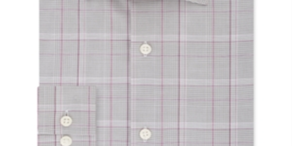 Michael Kors Men's Glen Plaid Slim Fit Button Down Shirt Gray Size XL