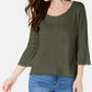 Style & Co Women's Petite Crochet-Trim Bell-Sleeve Top Green PS