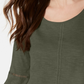 Style & Co Women's Petite Crochet-Trim Bell-Sleeve Top Green PS