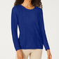 Karen Scott Women's Patchwork Stitch Pullover Sweater Blue Size Small