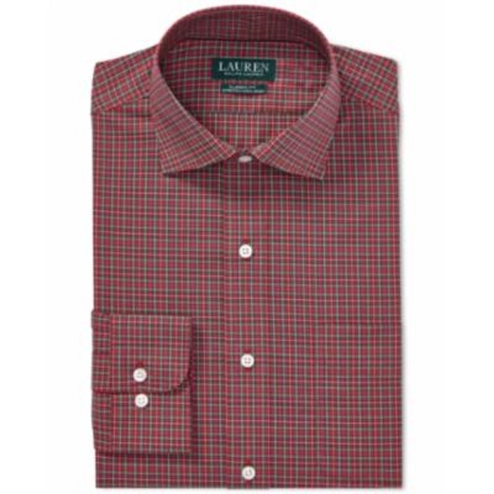 Ralph Lauren Men's Classic Fit Non Iron Stretch Poplin Dress Shirt Green Size 34-35