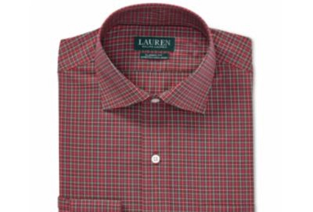 Ralph Lauren Men's Classic Fit Non Iron Stretch Poplin Dress Shirt Green Size 34-35