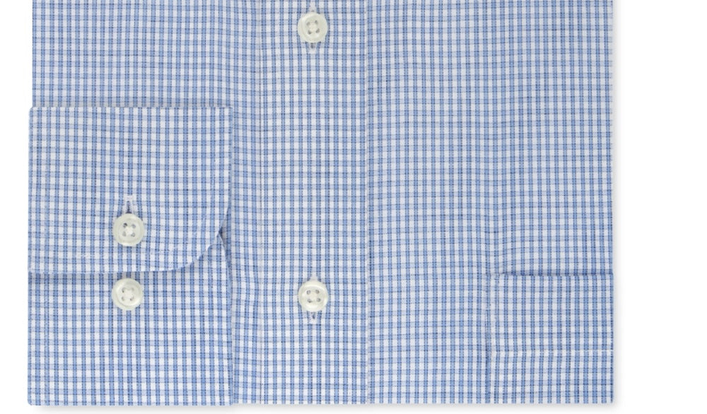 Eagle Men's Slim-Fit Non-Iron Flex Collar Check Dress Shirt Blue 18x36-37 2XL