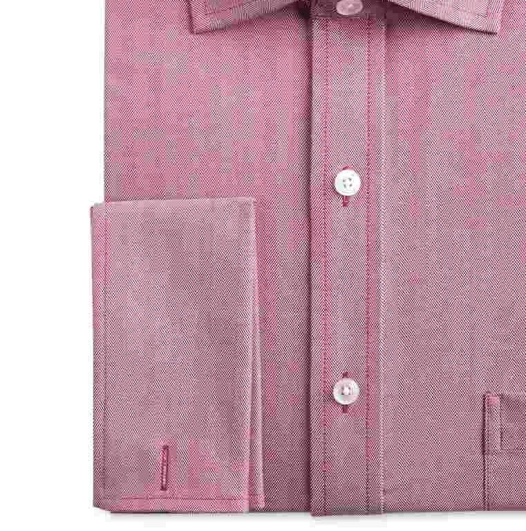Tasso Elba Men's Men's Classic/Regular-Fit Non-Iron Supima Cotton Herringbone Solid French Cuff Dress Shirt Red Size 32-33