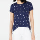 Maison Jules Women's Metallic Polka Dot T-Shirt Blue Size Small