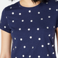 Maison Jules Women's Metallic Polka Dot T-Shirt Blue Size Small
