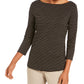 Charter Club Women's Lurex Striped Boatneck Top Black Size PL