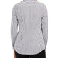 Charter Club Women's Striped Cuffed Collared Button Up Wear To Work Top White Size 12