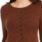 Style & Co Women's Textured Speckle Long Sleeve Jewel Neck T Shirt Sweater Khaki Size PP