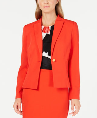 Calvin Klein Women's One-Button Blazer Red Size 16
