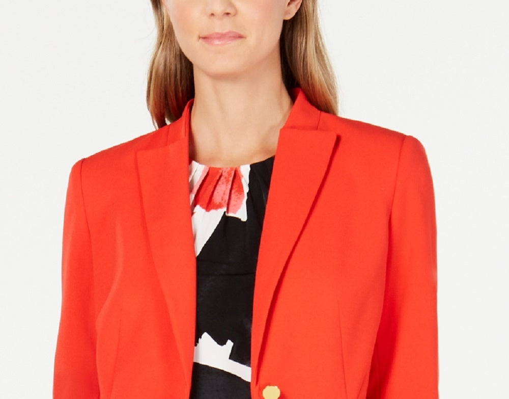 Calvin Klein Women's One-Button Blazer Red Size 16