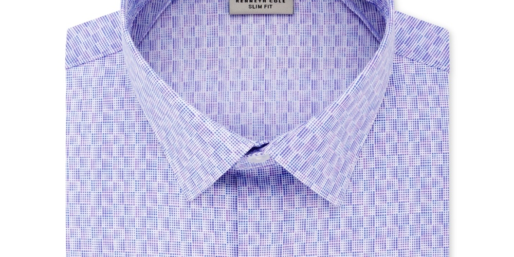 Kenneth Cole Reaction Men's Dress Shirt Geo Print 15 1/2 Purple Size 15.5X32-33