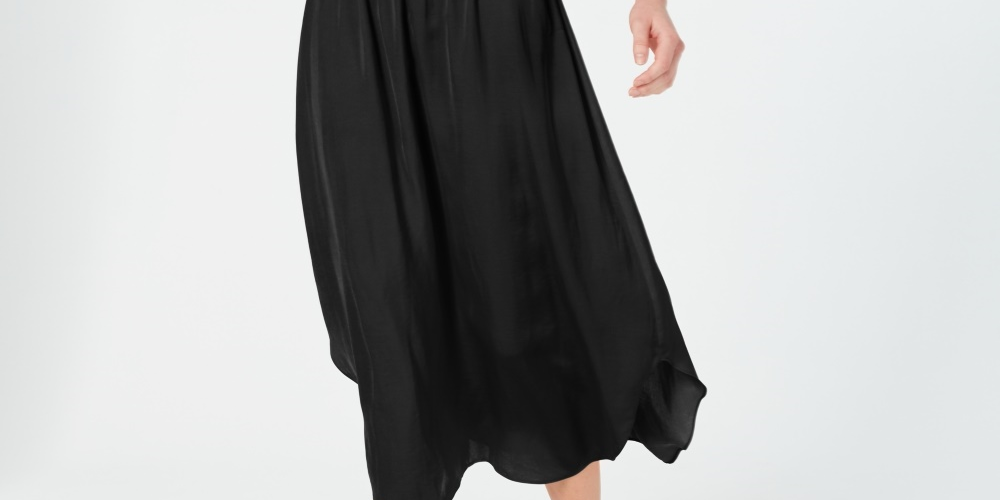 Alfani Women's Petite Smocked-Waist Midi Dress Black PL