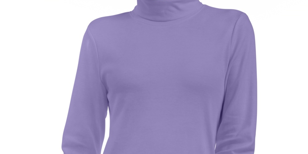 Karen Scott Women's Petite Cotton Turtleneck Top  Purple Size 44
