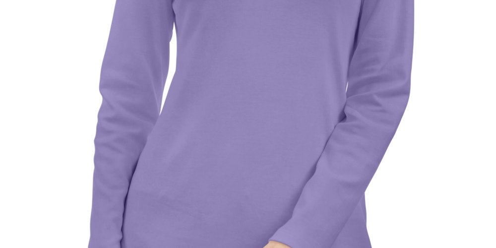 Karen Scott Women's Petite Cotton Turtleneck Top  Purple Size 44