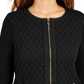 Charter Club Women's Zip Front Quilted Sweater Black Size Petite Medium
