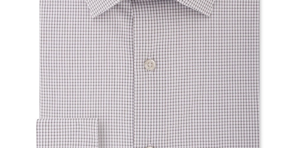 Van Heusen Men's Check Print Regular Fit Dress Shirt Gray Size 16.5x36-37  L
