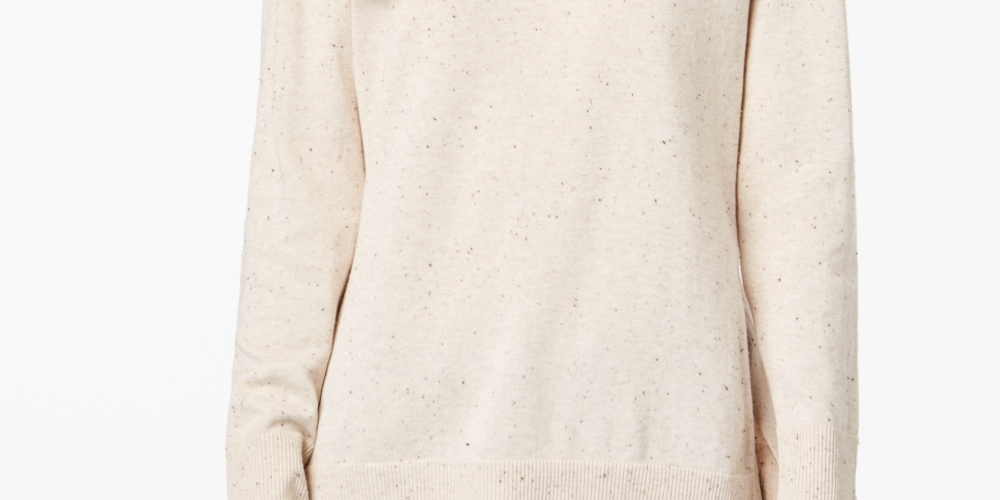 Maison Jules Women's Cotton Crew Neck Sweater Beige Size X-Large