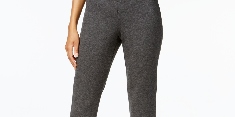 JM Collection Women's Ponte Pull On Straight Leg Pants In Short Gray Size PS