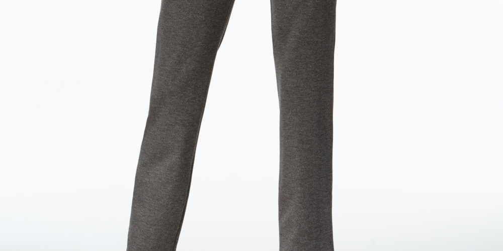 JM Collection Women's Ponte Pull On Straight Leg Pants In Short Gray Size PS