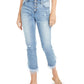 INC International Concepts Women's Fringe Hem Button Front Straight Leg Jeans Blue Size 16