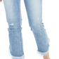 INC International Concepts Women's Fringe Hem Button Front Straight Leg Jeans Blue Size 16
