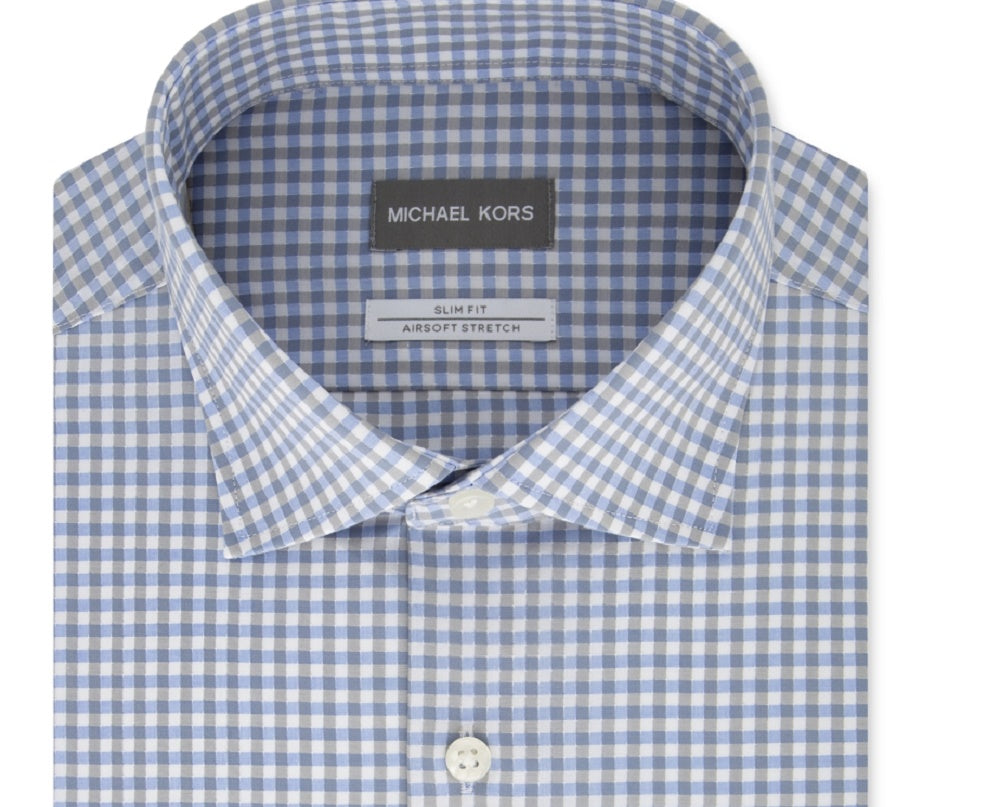 Michael Kors Men's Dress Shirt Light Slim Fit Stretch Green Size 17.5X32-33