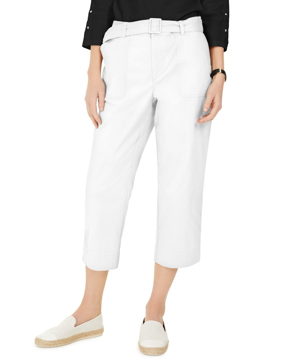 Charter Club Women's Cropped Twill Pants White Size 8