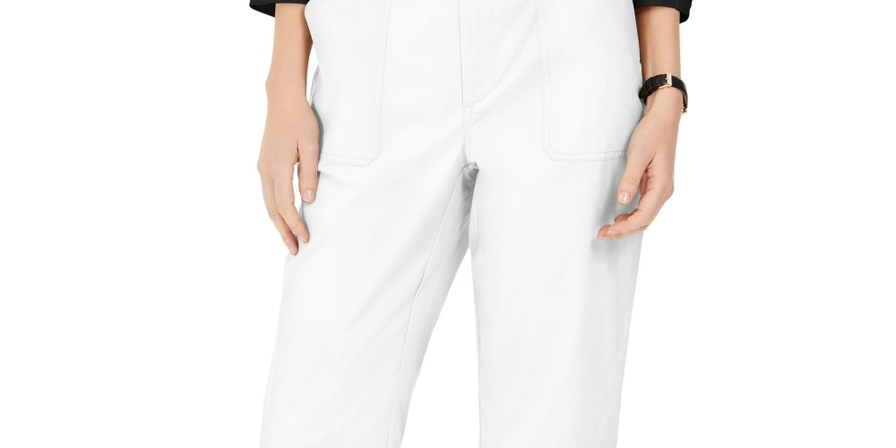 Charter Club Women's Cropped Twill Pants White Size 8